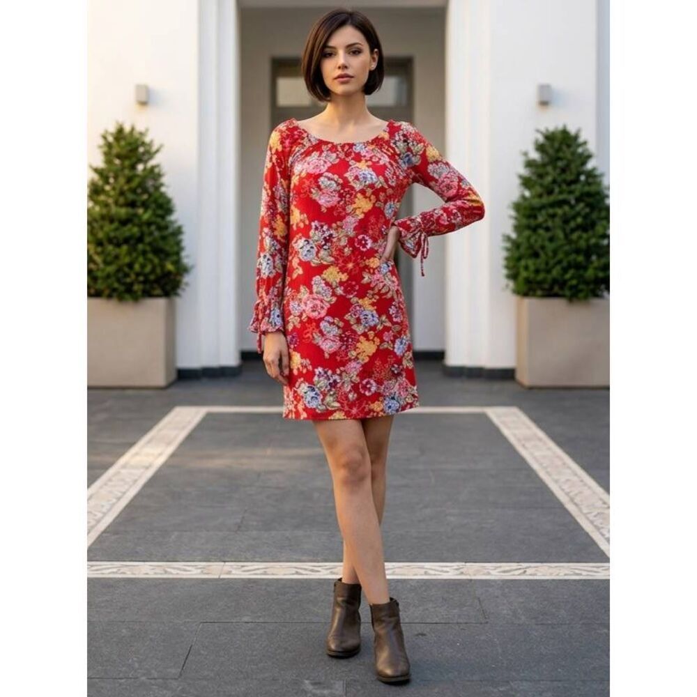 ☔️🔺️Almost Famous Red Floral Off Shoulder Dress Large